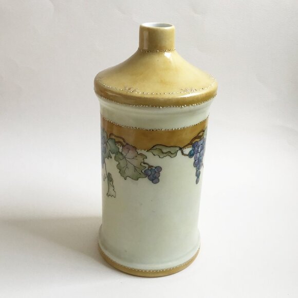 Vintage Hand Painted Grape Grapevine Art Nouveau Style Bottle Vase Signed - Picture 2 of 6